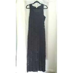 Whimsy Goth Grunge Women’s Lace Black Long Maxi Dress Size UNK 57 Inches Long